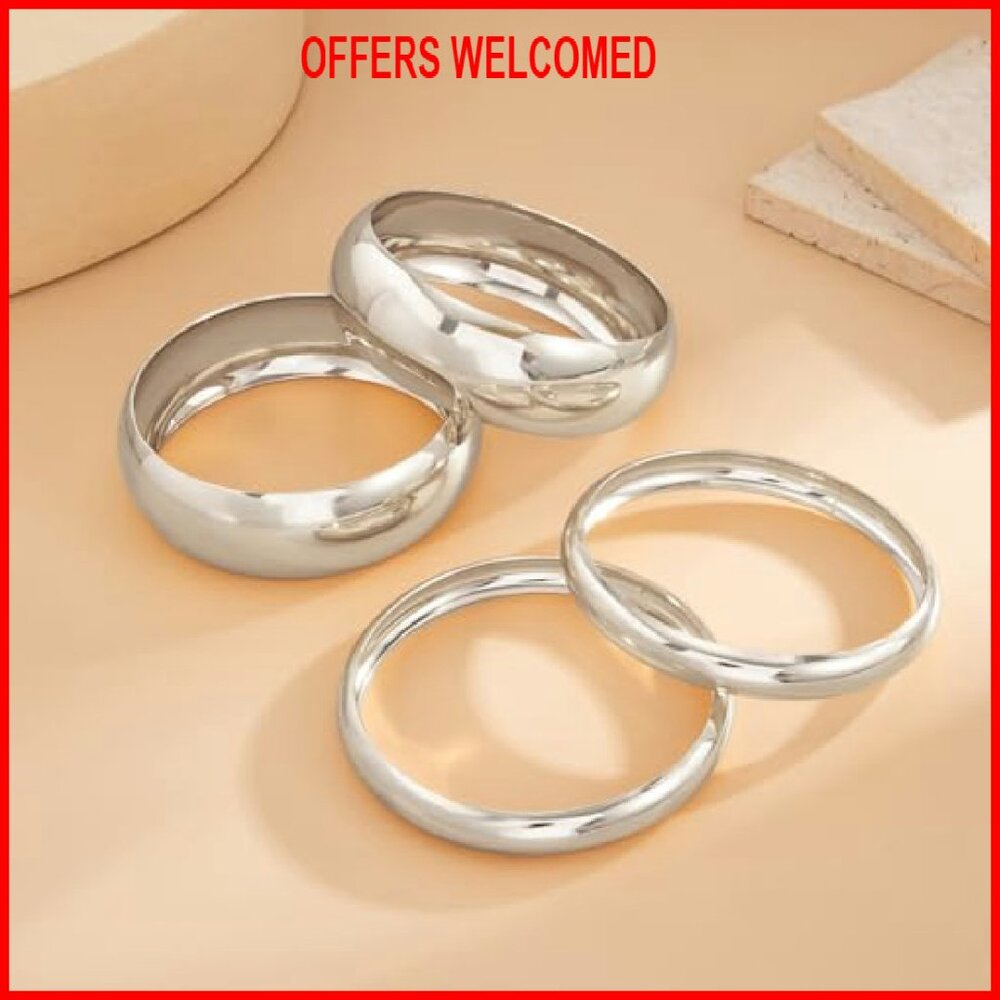 Chunky Wide Bangle Bracelet Stackable Statement C… - image 7